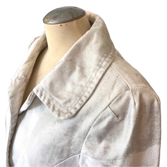 Kenar White Denim Swing Jacket with Silver Metallic Paint Brush Finish - Picture 6 of 16